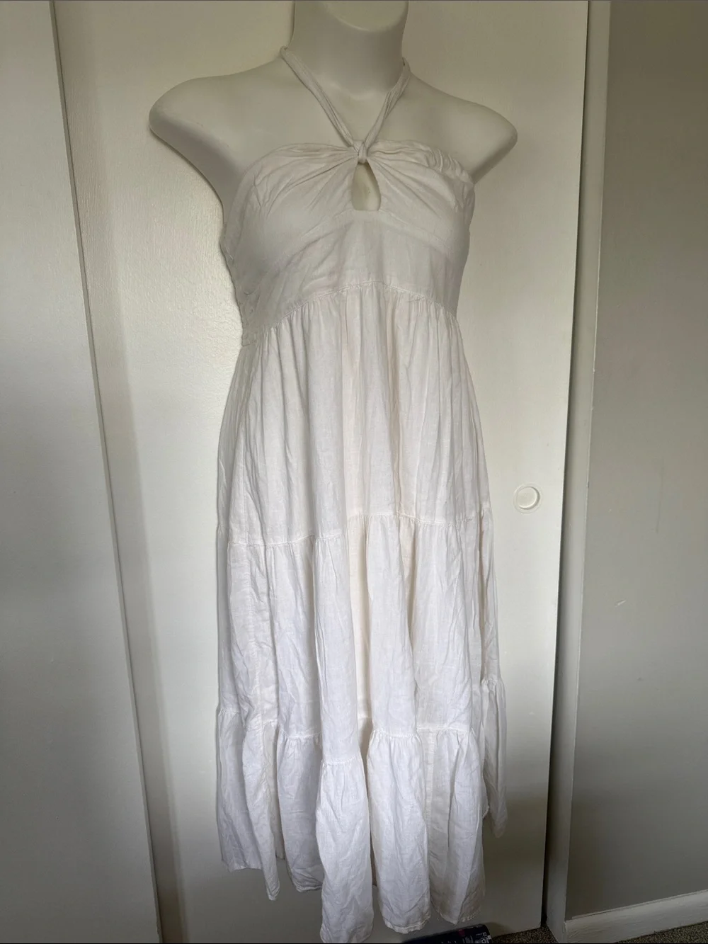Abercrombie & Fitch White Strapless Halter Maxi Dress Petite Large